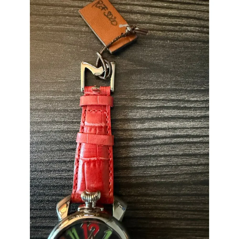 GaGa MILANO Quartz Red Leather Strap Manuale 40mm 5020.2 Black Dial